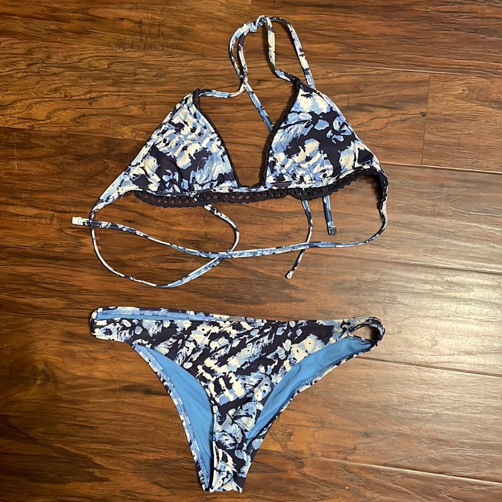 aerie blue “lagoon” bikini with lace